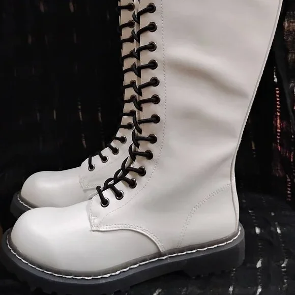 Wild Pair Ryleep Tall Combat Boot White Sz. 6 - Picture 1 of 8